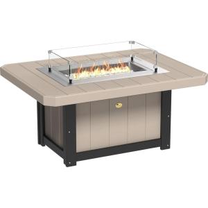 imageLuxCraft 51quot Lumin Rectangular Gas Propane Fire Pit Table for Outdoor Patio with Tempered Glass Wind Guard and Stainless Steel Burner Cover  Amish Made in USA BlackWeatherwood  Black