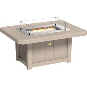 imageLuxCraft 51quot Lumin Rectangular Gas Propane Fire Pit Table for Outdoor Patio with Tempered Glass Wind Guard and Stainless Steel Burner Cover  Amish Made in USA BlackWeatherwood