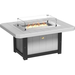 imageLuxCraft 51quot Lumin Rectangular Gas Propane Fire Pit Table for Outdoor Patio with Tempered Glass Wind Guard and Stainless Steel Burner Cover  Amish Made in USA BlackDove Gray  Black