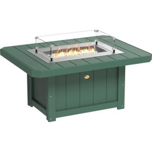imageLuxCraft 51quot Lumin Rectangular Gas Propane Fire Pit Table for Outdoor Patio with Tempered Glass Wind Guard and Stainless Steel Burner Cover  Amish Made in USA BlackGreen