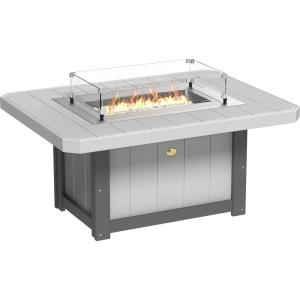 imageLuxCraft 51quot Lumin Rectangular Gas Propane Fire Pit Table for Outdoor Patio with Tempered Glass Wind Guard and Stainless Steel Burner Cover  Amish Made in USA BlackDove Gray  Slate