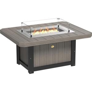 imageLuxCraft 51quot Lumin Rectangular Gas Propane Fire Pit Table for Outdoor Patio with Tempered Glass Wind Guard and Stainless Steel Burner Cover  Amish Made in USA BlackCoastal Gray  Black