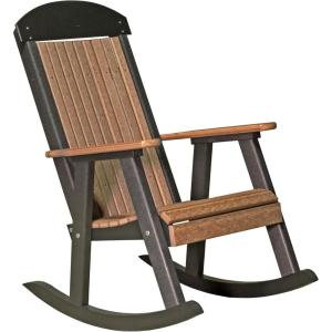 imageLuxCraft Outdoor Rocking Chair for Patio Lawn Camping Yard All Weather Rocking Chairs for Outside Ergonomic Oversized Chair with Wide Armrests  Amish Made in USA BlackAntique Mahogany  Black