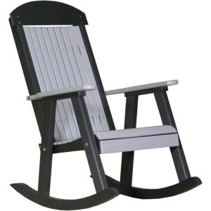 imageLuxCraft Outdoor Rocking Chair for Patio Lawn Camping Yard All Weather Rocking Chairs for Outside Ergonomic Oversized Chair with Wide Armrests  Amish Made in USA BlackDove Gray  Black