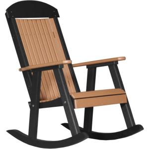 imageLuxCraft Outdoor Rocking Chair for Patio Lawn Camping Yard All Weather Rocking Chairs for Outside Ergonomic Oversized Chair with Wide Armrests  Amish Made in USA BlackCedar  Black