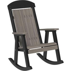 imageLuxCraft Outdoor Rocking Chair for Patio Lawn Camping Yard All Weather Rocking Chairs for Outside Ergonomic Oversized Chair with Wide Armrests  Amish Made in USA BlackCoastal Gray  Black