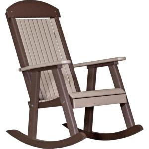 imageLuxCraft Outdoor Rocking Chair for Patio Lawn Camping Yard All Weather Rocking Chairs for Outside Ergonomic Oversized Chair with Wide Armrests  Amish Made in USA BlackWeatherwood  Chestnut Brown
