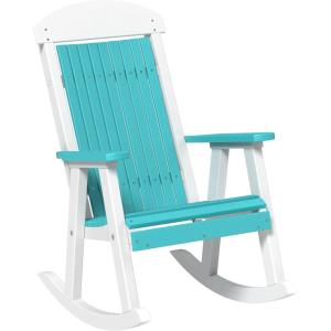 imageLuxCraft Outdoor Rocking Chair for Patio Lawn Camping Yard All Weather Rocking Chairs for Outside Ergonomic Oversized Chair with Wide Armrests  Amish Made in USA BlackAruba Blue  White