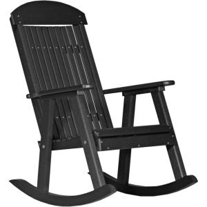 imageLuxCraft Outdoor Rocking Chair for Patio Lawn Camping Yard All Weather Rocking Chairs for Outside Ergonomic Oversized Chair with Wide Armrests  Amish Made in USA BlackBlack