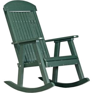 imageLuxCraft Outdoor Rocking Chair for Patio Lawn Camping Yard All Weather Rocking Chairs for Outside Ergonomic Oversized Chair with Wide Armrests  Amish Made in USA BlackGreen