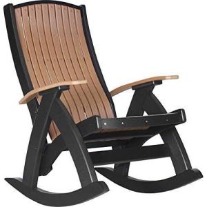 imageLuxCraft Poly Comfort Rocker Plastic Outdoor Rocking Chair Cedar ampamp Black