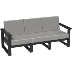 imageLuxCraft Poly Lanai Deep Seat 3 Person Outdoor Patio Couch Modern Weather Resistant Cushioned Outside Sofa for 3  USA Amish Made Black Cast Breeze FabricBlack  Spectrum Dove Fabric