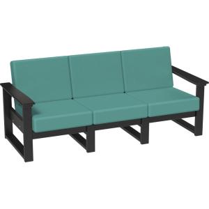 imageLuxCraft Poly Lanai Deep Seat 3 Person Outdoor Patio Couch Modern Weather Resistant Cushioned Outside Sofa for 3  USA Amish Made Black Cast Breeze FabricBlack  Cast Breeze Fabric
