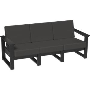 imageLuxCraft Poly Lanai Deep Seat 3 Person Outdoor Patio Couch Modern Weather Resistant Cushioned Outside Sofa for 3  USA Amish Made Black Cast Breeze FabricBlack  Spectrum Carbon Fabric