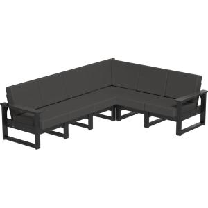 imageLuxCraft Poly Lanai Deep Seat 3Piece LShape Outdoor Patio Sectional Furniture Set Modular Modern Outdoor Sectional Sofa Set  USA Amish Made Black Canvas FabricBlack  Spectrum Carbon Fabric