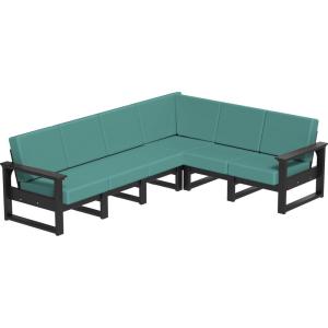 imageLuxCraft Poly Lanai Deep Seat 3Piece LShape Outdoor Patio Sectional Furniture Set Modular Modern Outdoor Sectional Sofa Set  USA Amish Made Black Canvas FabricBlack  Cast Breeze Fabric