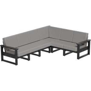 imageLuxCraft Poly Lanai Deep Seat 3Piece LShape Outdoor Patio Sectional Furniture Set Modular Modern Outdoor Sectional Sofa Set  USA Amish Made Black Canvas FabricBlack  Spectrum Dove Fabric