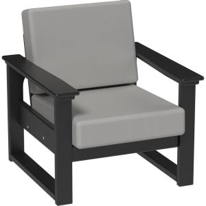 imageLuxCraft Poly Lanai Deep Seat Cushioned Outdoor Chair Comfy Large Oversized Armchair Padded Modern Accent Lounge Patio Club Chair  USA Amish Made Black Cast Breeze FabricBlack  Spectrum Dove Fabric