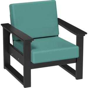 imageLuxCraft Poly Lanai Deep Seat Cushioned Outdoor Chair Comfy Large Oversized Armchair Padded Modern Accent Lounge Patio Club Chair  USA Amish Made Black Cast Breeze FabricBlack  Cast Breeze Fabric