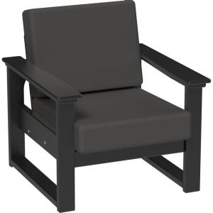 imageLuxCraft Poly Lanai Deep Seat Cushioned Outdoor Chair Comfy Large Oversized Armchair Padded Modern Accent Lounge Patio Club Chair  USA Amish Made Black Cast Breeze FabricBlack  Spectrum Carbon Fabric