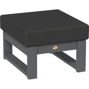 imageLuxCraft Poly Lanai Deep Seat Cushioned Outdoor Ottoman Table Padded Footrest Foot Stool for Outside Patio Deck Pool Porch Garden  USA Amish Made White Spectrum Dove FabricSlate  Spectrum Carbon Fabric