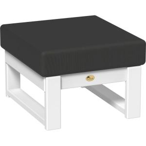 imageLuxCraft Poly Lanai Deep Seat Cushioned Outdoor Ottoman Table Padded Footrest Foot Stool for Outside Patio Deck Pool Porch Garden  USA Amish Made White Spectrum Dove FabricWhite  Spectrum Carbon Fabric