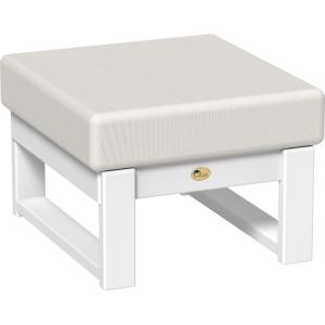 imageLuxCraft Poly Lanai Deep Seat Cushioned Outdoor Ottoman Table Padded Footrest Foot Stool for Outside Patio Deck Pool Porch Garden  USA Amish Made White Spectrum Dove FabricWhite  Canvas Fabric