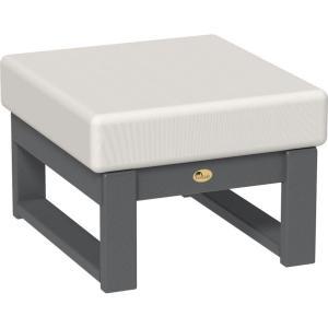 imageLuxCraft Poly Lanai Deep Seat Cushioned Outdoor Ottoman Table Padded Footrest Foot Stool for Outside Patio Deck Pool Porch Garden  USA Amish Made White Spectrum Dove FabricSlate  Canvas Fabric