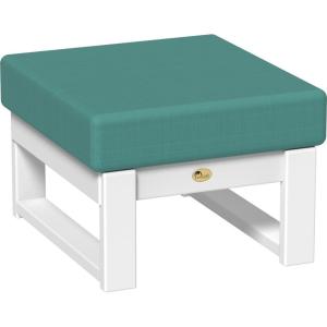 imageLuxCraft Poly Lanai Deep Seat Cushioned Outdoor Ottoman Table Padded Footrest Foot Stool for Outside Patio Deck Pool Porch Garden  USA Amish Made White Spectrum Dove FabricWhite  Cast Breeze Fabric