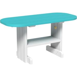 imageLuxCraft Poly Outdoor Coffee Table Oval Patio Table with Shelf Weather Resistant Low Tables for Adirondack Chairs ampamp Outdoor Seating  Amish Made in USA Cherrywood ampamp BlackAruba Blue  White