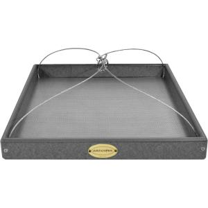 imageDutchCrafters Large Square Plastic Poly Hanging Bird Feeder Tray with Mesh Bottom Outdoor Flyby Platform Birdfeeder for Wild Birds  Amish Made in America Weathered WoodDark Gray