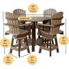 imageDutchCrafters Recycled Poly Round Balcony Dining Set Table with 4 Chairs Bar Height Swivel Chairs 5 Piece Patio Furniture Set Amish Made in USA TwoToned Colors Dark Gray amp WhiteWeatherwood  Black