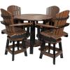 imageDutchCrafters Recycled Poly Round Balcony Dining Set Table with 4 Chairs Bar Height Swivel Chairs 5 Piece Patio Furniture Set Amish Made in USA TwoToned Colors Dark Gray amp WhiteRustic Nutmeg  Black