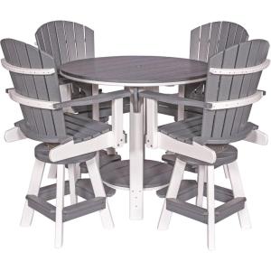 imageDutchCrafters Recycled Poly Round Balcony Dining Set Table with 4 Chairs Bar Height Swivel Chairs 5 Piece Patio Furniture Set Amish Made in USA TwoToned Colors Dark Gray amp WhiteDark Gray  White