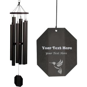 imageLambright Chimes Music of The Universe ExtraLarge Personalized Wind Chime Sail 84 Tall Black  Amish Made in America51 Aqua Tune