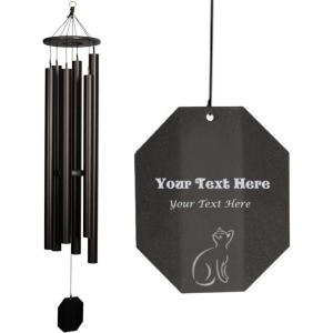 imageLambright Chimes Music of The Universe ExtraLarge Personalized Wind Chime Sail 84 Tall Black  Amish Made in America64 Dream Maker