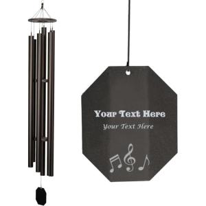 imageLambright Chimes Music of The Universe ExtraLarge Personalized Wind Chime Sail 84 Tall Black  Amish Made in America84 Music of the Universe