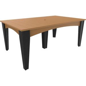 imageLuxCraft Poly Island Dining Table 44 x 72 Rectangular Outdoor Patio Table Made with Recycled Plastics Made in USA Cedar amp BlackCedar  Black