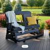 imageLuxCraft 5 Classic Balcony Poly Outdoor Glider Chair with Center Console Glider Rocking Chair with Footrest with Flip Up Console for Two or Three Person Seating Weatherwood amp Chestnut BrownCoastal Gray
