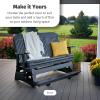 imageLuxCraft 5 Classic Balcony Poly Outdoor Glider Chair with Center Console Glider Rocking Chair with Footrest with Flip Up Console for Two or Three Person Seating Weatherwood amp Chestnut BrownCoastal Gray  Black