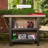 imageLuxCraft Poly Outdoor Serving Bar Table Made with Recycled Plastics  Made in USA Chestnut BrownDove Gray  Slate