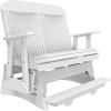 imageLuxCraft 4 Classic Poly Slat Back Balcony Glider with Builtin Footrest Seats Up to 2 Loveseat for Two  Amish Made in USA WeatherwoodWhite
