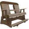 imageLuxCraft 5 Classic Balcony Poly Outdoor Glider Chair with Center Console Glider Rocking Chair with Footrest with Flip Up Console for Two or Three Person Seating Weatherwood amp Chestnut BrownWeatherwood  Chestnut Brown