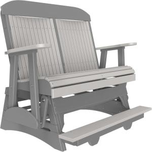 imageLuxCraft 4 Classic Poly Slat Back Balcony Glider with Builtin Footrest Seats Up to 2 Loveseat for Two  Amish Made in USA WeatherwoodDove Gray  Slate