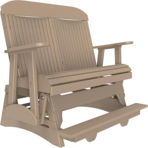imageLuxCraft 4 Classic Poly Slat Back Balcony Glider with Builtin Footrest Seats Up to 2 Loveseat for Two  Amish Made in USA WeatherwoodWeatherwood