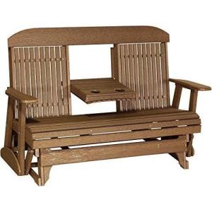 imageLuxCraft 5 Classic Poly Double Glider with Center Tray Cedar amp BlackAntique Mahogany