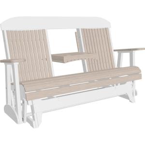 imageLuxCraft 5 Classic Poly Double Glider with Center Tray Cedar amp BlackBirch  White