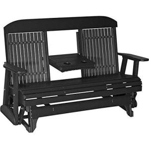 imageLuxCraft 5 Classic Poly Double Glider with Center Tray Cedar amp BlackBlack