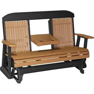 imageLuxCraft 5 Classic Poly Double Glider with Center Tray Cedar amp BlackCedar  Black