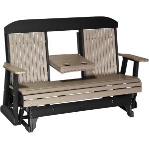 imageLuxCraft 5 Classic Poly Double Glider with Center Tray Cedar amp BlackWeatherwood  Black